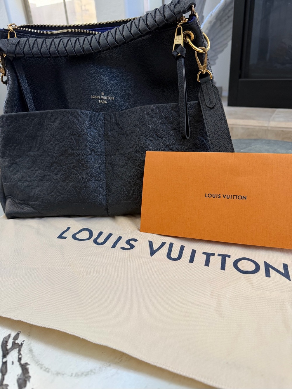 Louis Vuitton Black Maida Monogram Empreinte Leather Shoulder Bag Braided Strap